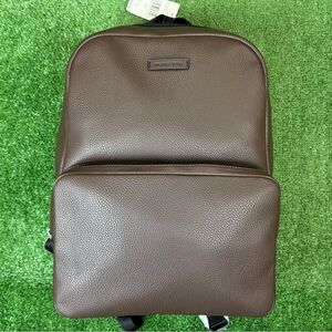 NEW Michael Kors Everett Front Pocket Backpack Brown Pebbled Leather Men’s